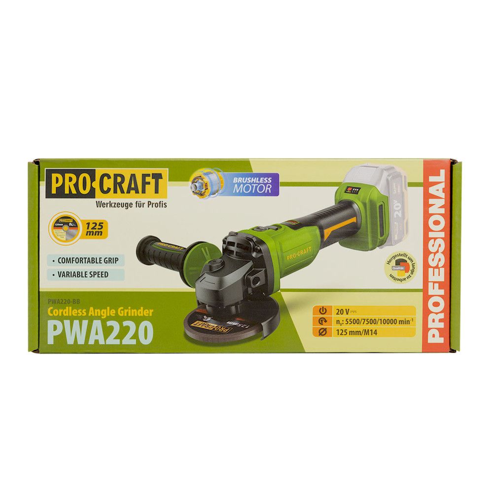 Акумуляторна болгарка Procraft PWA220 (без акб та зп)