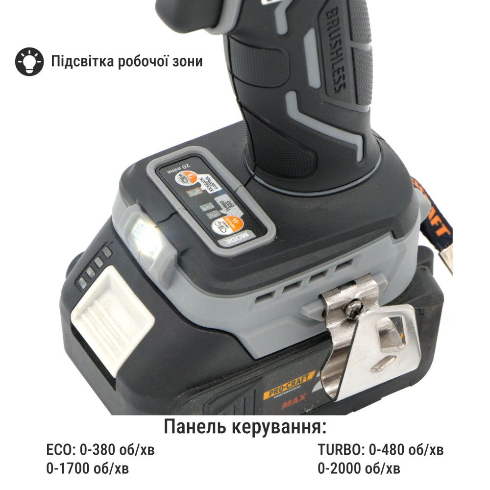 Шуруповерт Procraft industrial CD20A (з 1 акб та зп)