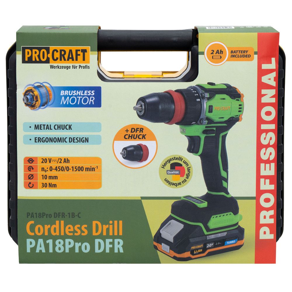 Шуруповерт Procraft PA18Pro DFR (с 1 АКБ 2Ач)