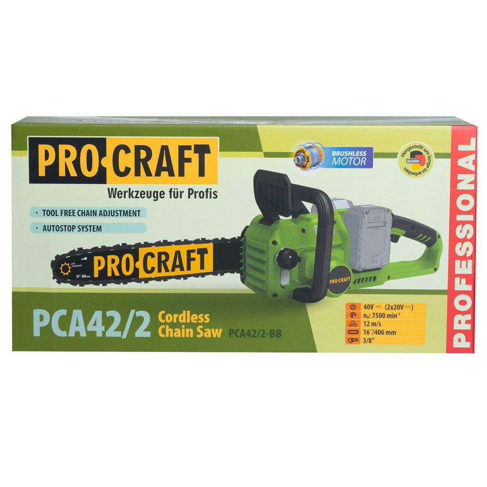 Акумуляторна ланцюгова пила Procraft PCA42/2 (без АКБ та ЗП)
