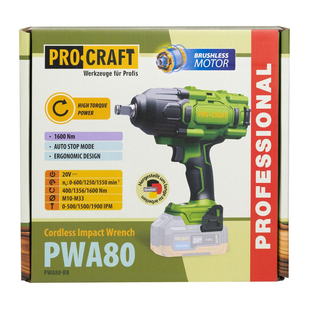 Акумуляторний гайковерт Procraft PWA80 (без АКБ та ЗП)